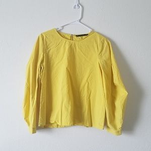 Zara yellow bubble sleeve blouse size small